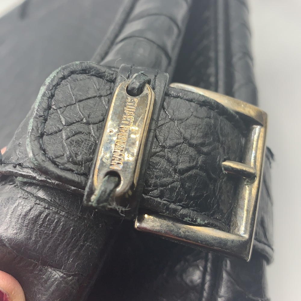 Stuart Weitzman Dark Gray Embossed Snakeskin Leat… - image 4